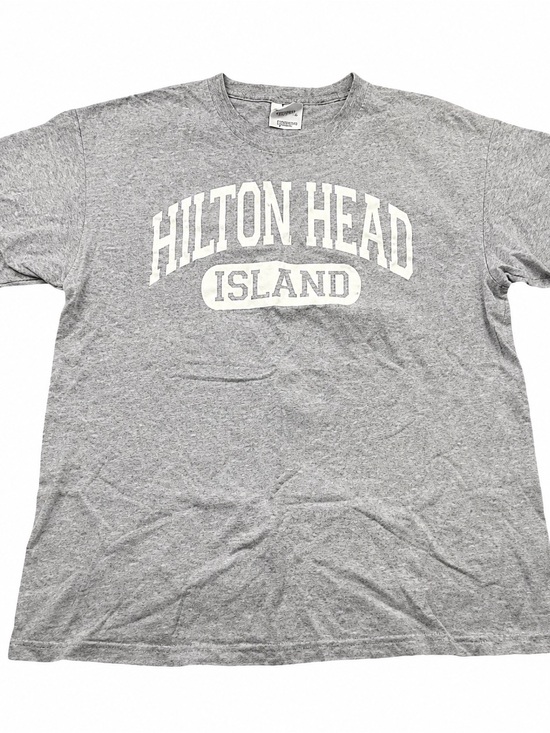 Hanes Tops - Hanes Hilton Head Island Graphic Tee Womens L Gray Relaxed Fit Souvenir Shirt